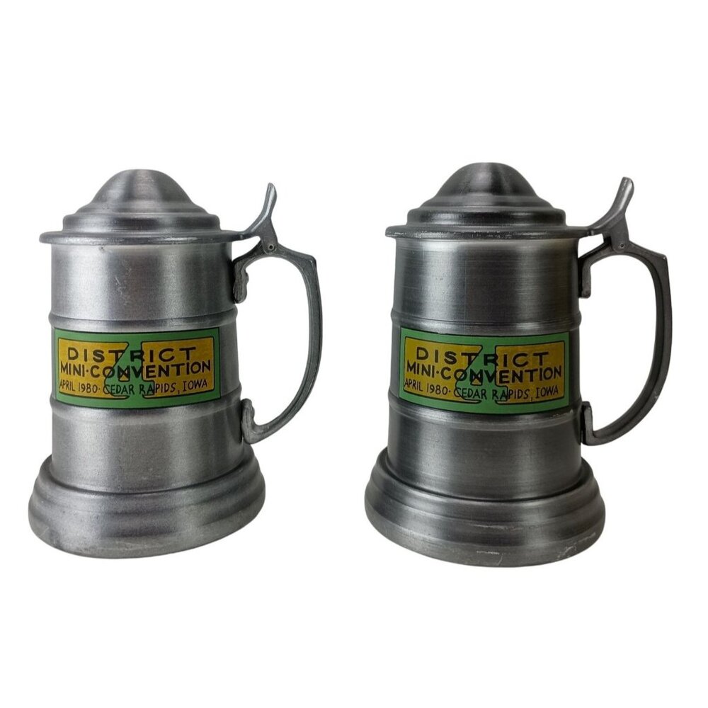 District Mimi- Convention 1980 Iowa Beer Stein Mugs Lot Of 2 Vintage
